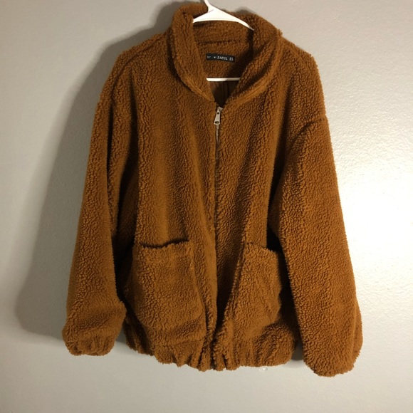 Zaful Jackets & Blazers - Zaful Brown Teddy Jacket